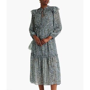 NWOT Maje Renaza Floral Print, Recycled Polyester Blend Midi Dress Size 36.